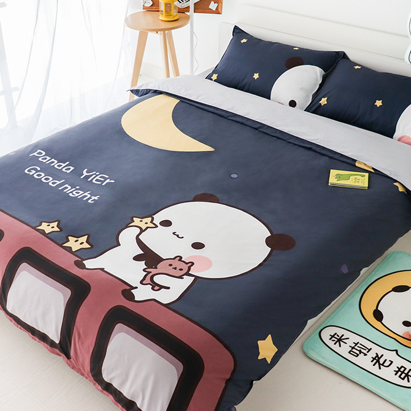 (Two-dimensional Creator) Little Panda One or Two Cloth Cute Cotton Four-piece Winter Night Bedding Kit