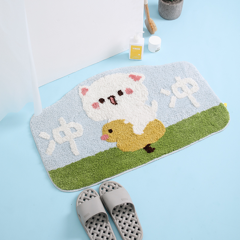 Honeypeach Cat Bathroom in door footbed Slip Mat Door Mat bedroom Home Carpet Absorbent Cool Mat Dressing Room Ground Mat