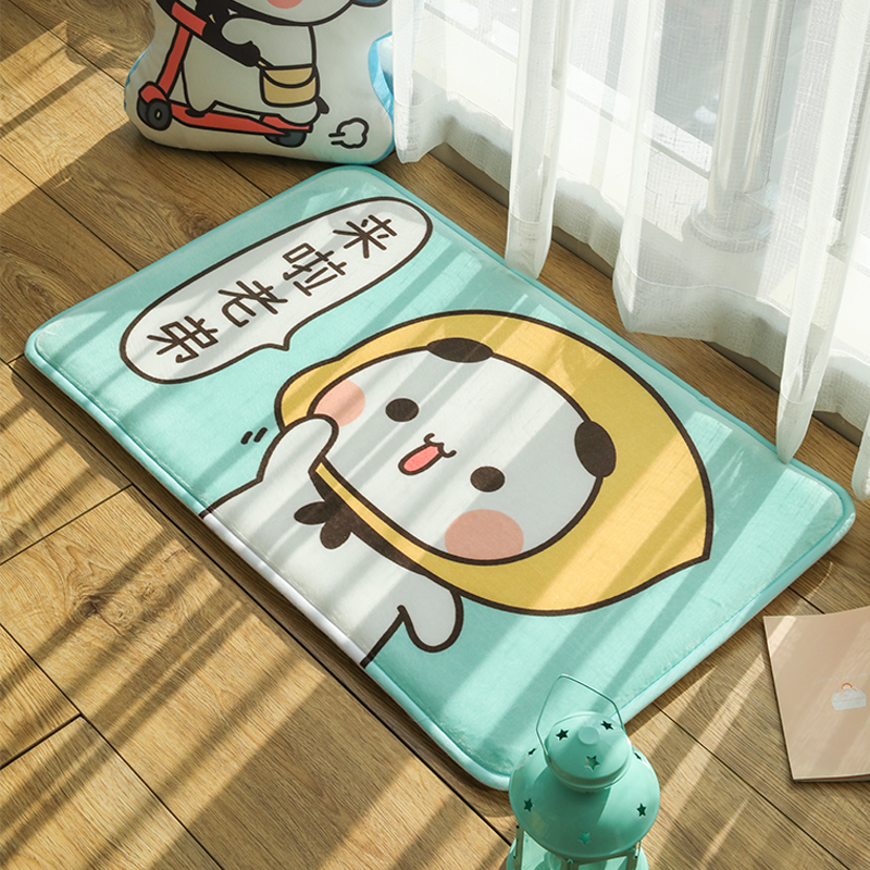 Small Panda 12 Ins Cartoon Cute Anti Slip Door Hall Bedroom Dorm Room Doormat Floor Mat Accessible Machine Wash 50 * 80