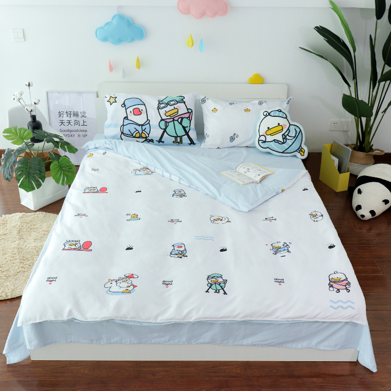 (Secondary Element Creator) Lying down duck cute cotton three-four-piece set net red new winter children's room bedding