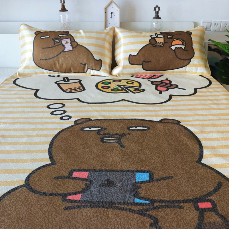 Genuine Authorized Funct Bears Student Dormitory Cool Mat 0-9 m Single Double Mat Folded Ice Silk Mat