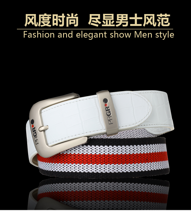 PRGR Golf Belt Men GOLF Quần áo Ball Belt Belt Leather Casual Belt Dệt thắt lưng cá sấu