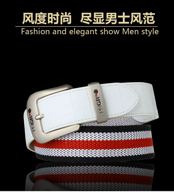 PRGR Golf Belt Men GOLF Quần áo Ball Belt Belt Leather Casual Belt Dệt quần tan mỡ