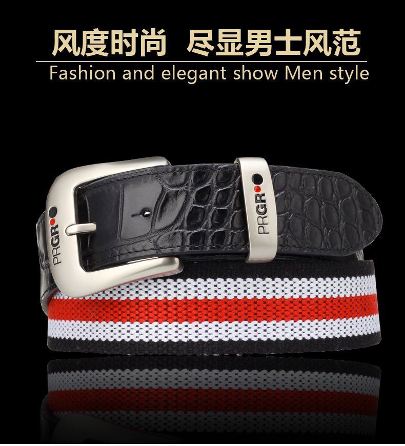 PRGR Golf Belt Men GOLF Quần áo Ball Belt Belt Leather Casual Belt Dệt thắt lưng cá sấu