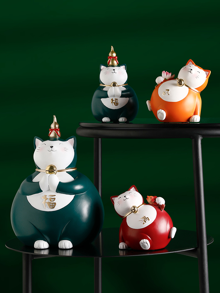 Opening gifts to make money cat ornaments TV cabinet home trinket shop rich cat creative New Year decoration