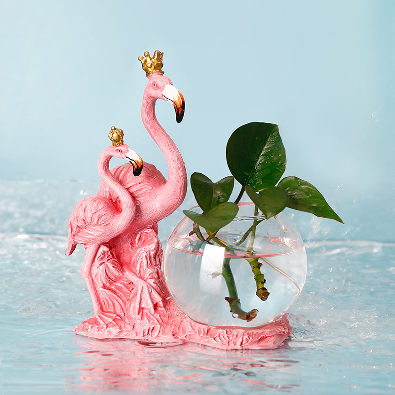 Office tabletop decorations Nordic flamingo hydroponic vase creative home accessories study porch bric-a-brack