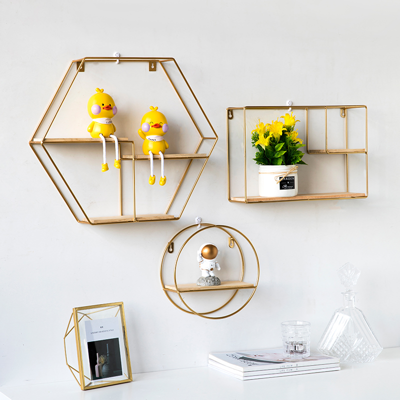 Grid shelf Living room hanging wall Photo wall Net red wall decoration Free punch ins Room decoration Creative personality