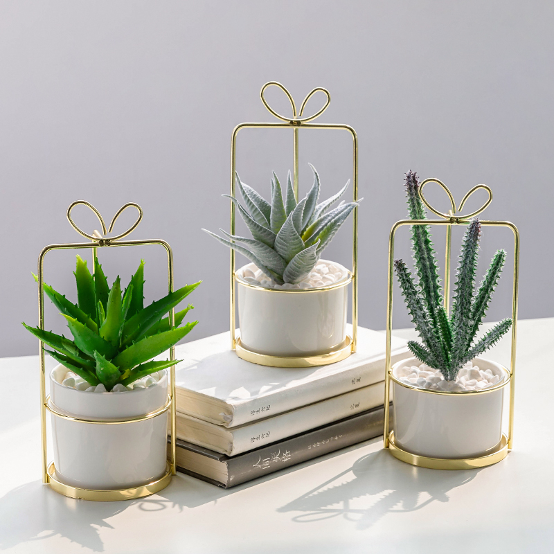 Simulation plant ornaments Desktop green plants Nordic ins wind fake flowers small potted ornaments Net red mini fleshy decoration