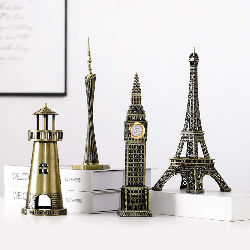 Wrought iron landmark decoration Architectural model Eiffel Tower Creative Wine cabinet Decoration Clothing Coffee shop pendulum