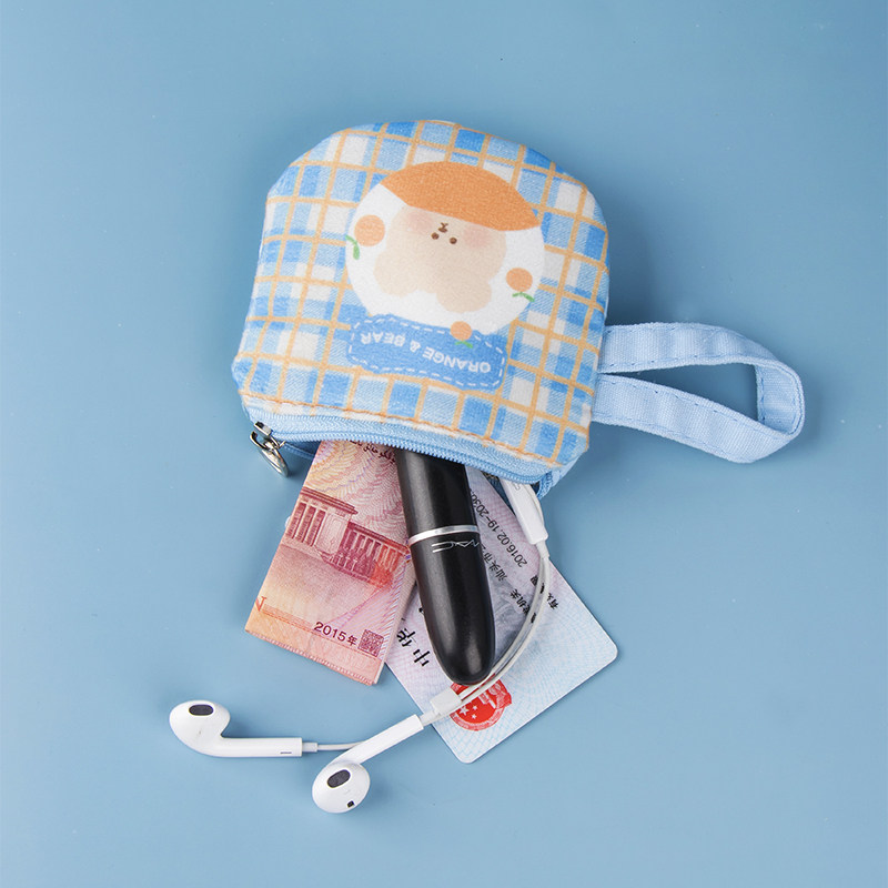 Zero Wallet Woman Mini Canvas 2021 New Korean Version Cartoon Student Dress Card Headphone Key Pull Chain Small Coin Bag