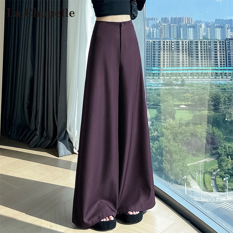 La Chapelle Purple-Red Suit Wide-Leg Pants for Women 2026 New Spring Pear-Shaped Loose Slimming Straight-Leg Floor-Length Pants