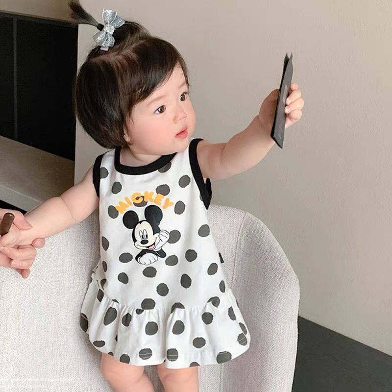 Girl dress girlbaby baby cartoon summer baby girl T-shirt dress baby vest dress baby cartoon A-letter skirt