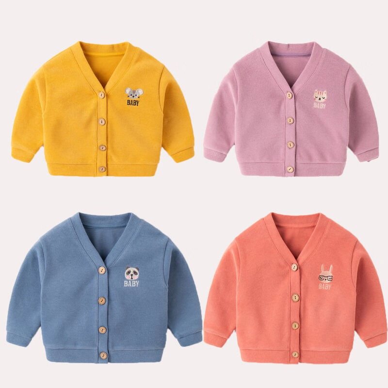 1 year old girl coat Yang Spring and Autumn 2 boy knitting sweater baby tooth children thin cotton spring clothing