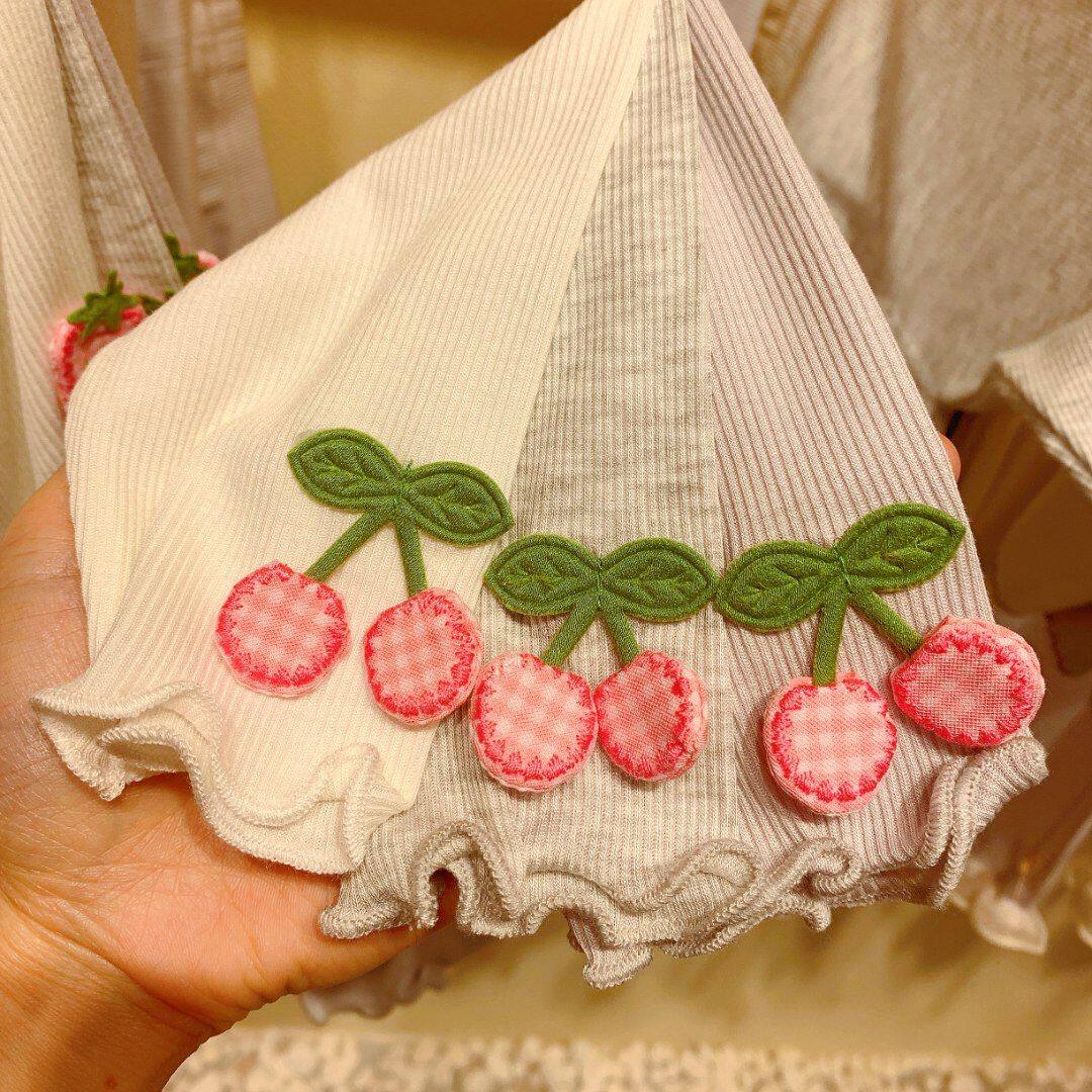 Girls in summer with pants 9 pants big cherry pants pure cotton thin girls wear a hundred and gas han edition