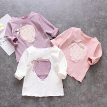 1 year old female baby long sleeve t-shirt pure cotton 6 months baby beating undershirt foreign air spring autumn childrens autumn clothes outside wearing blouses 3