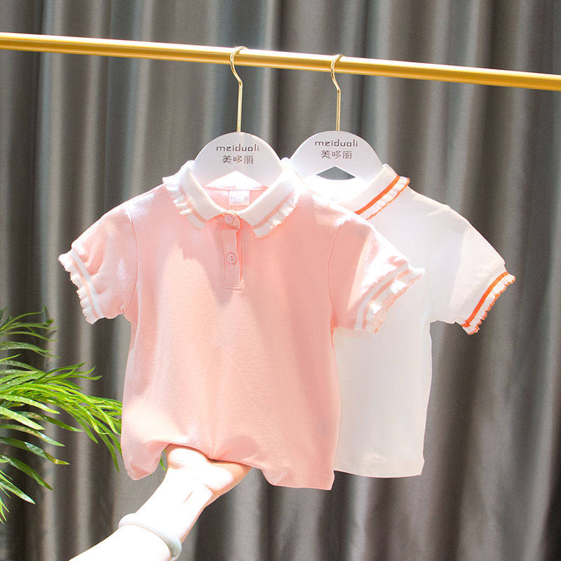 Summer girl short-sleeved t-shirt half-sleeved 2-year-old baby girl summer foreign style POLO shirt children's top thin section children's clothing tide