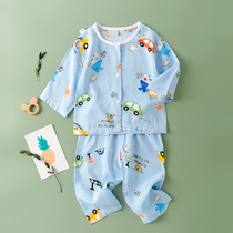Baby pajamas summer thin childrens cotton suit boy sweater air conditioning girl baby silk home clothing