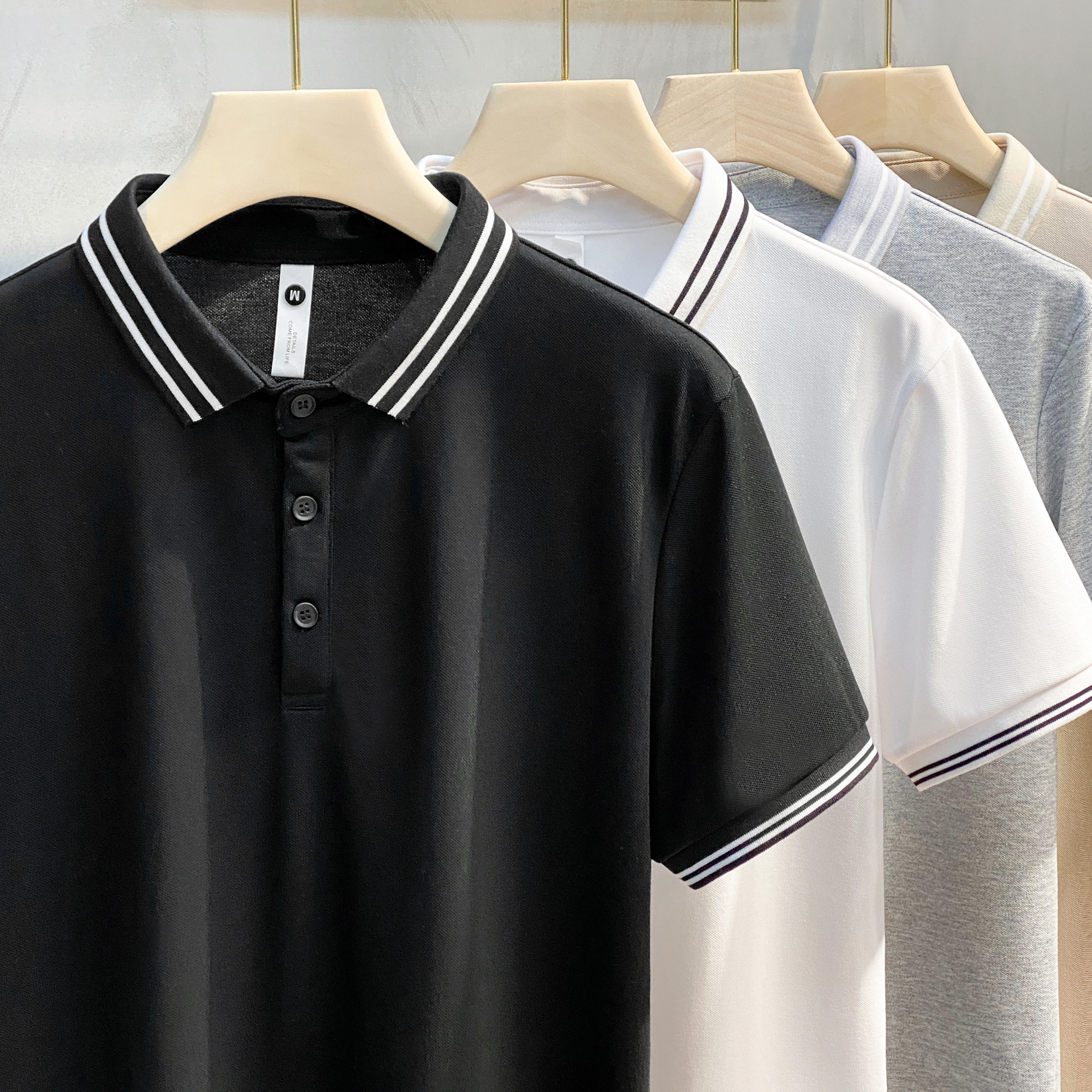 British style striped men's summer mercerized cotton trend polo shirt lapel Korean version casual youth short-sleeved T-shirt men