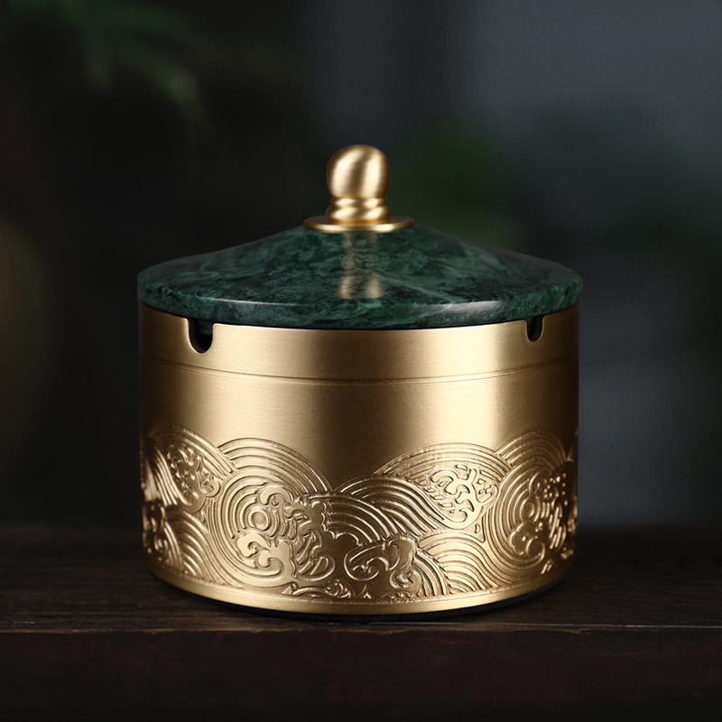 Brass band lid Desktop smoking Ashtray Light Lavish Living Room Genon Tea Table Decoration Office Swing Upscale Home Accessories