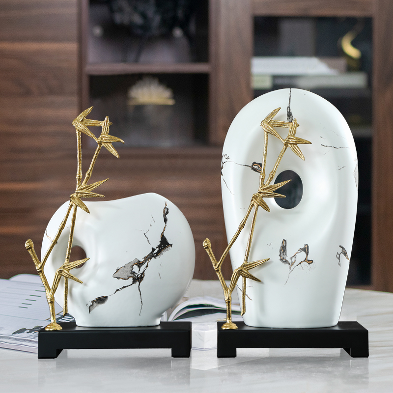 New Chinese Living Room Ceramic Soft Decoration Office TV Cabinet Creative Process Gift Pendulum XUANGUAN BAMBOO PENDULUM