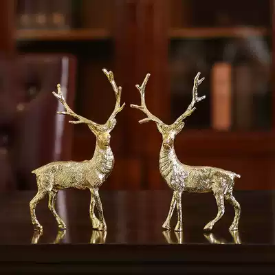 European-style pure copper elk decoration living room desktop creative light luxury entrance decoration TV wine cabinet craft decoration gifts