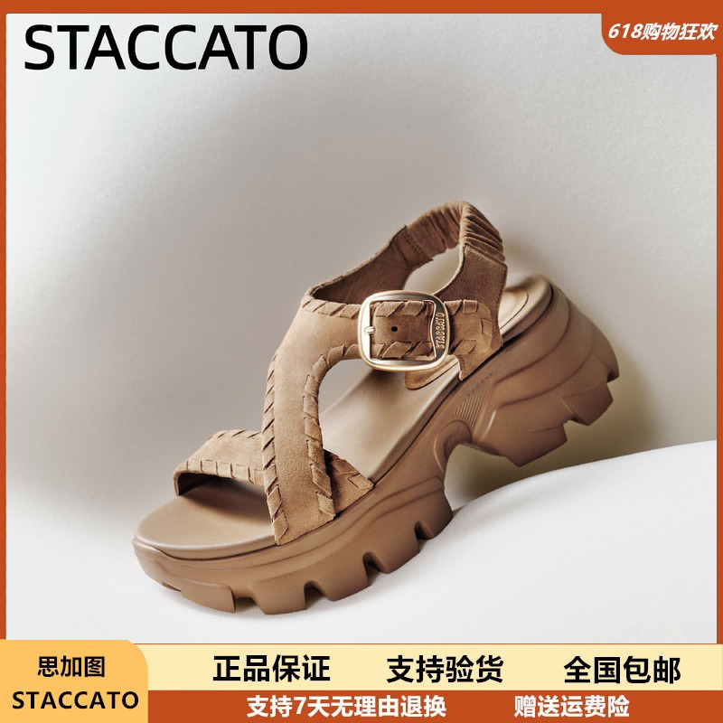 Scatto 2026 Summer New Almond Snowflake Dad Sandals Thick-Soled Height-Increasing Sandals Women's Shoes Elq16Bl6
