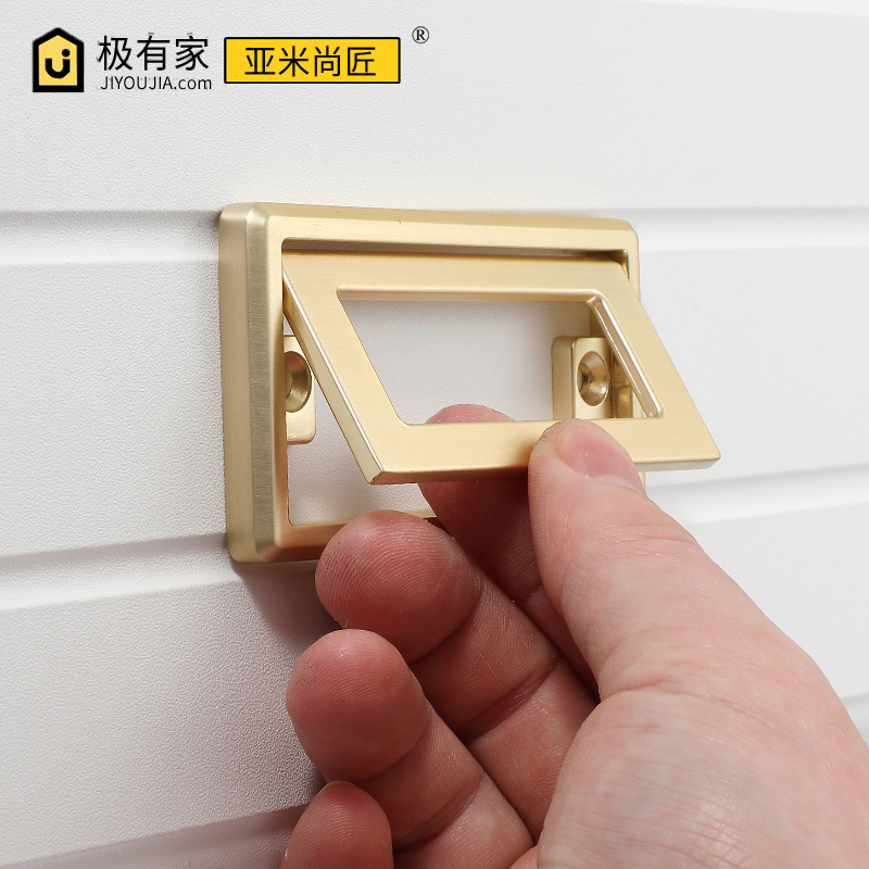 No punching modern minimalist drawer handle hidden invisible handle gold black free slotted hidden buckle pull ring