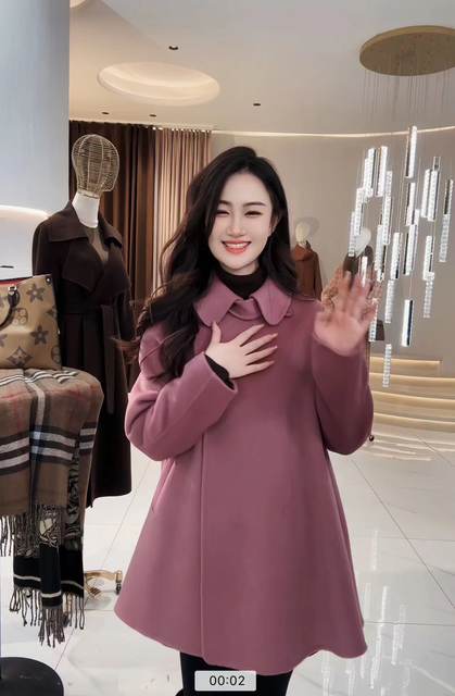 S KBKZ authentic double-sided woolen French Hepburn style slim short coat cloak shawl coat