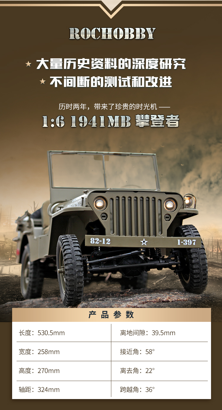 Fms攀爬車1 6 1941fms攀登者威利斯像真吉普車二戰越野模型遙控車 Fms攀爬車1 6 1941fms攀登者威利斯像真吉普車二戰越野模型遙控車