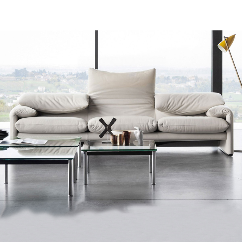 Italian Import Cassina the same Genuine Leather Sofa Light Luxurious Living Room Leather Art Designer Functional Sofa