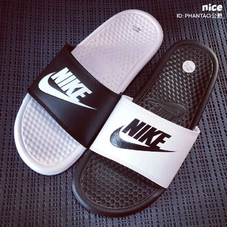 Nike Benassi Giày thể thao khâu đen trắng Nike cho nam và nữ 343881-104 818736-011