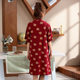 Steaming suit summer cartoon pure cotton nightgown for women Korean version short-sleeved fat MM 200 pounds large size home dress nightgown