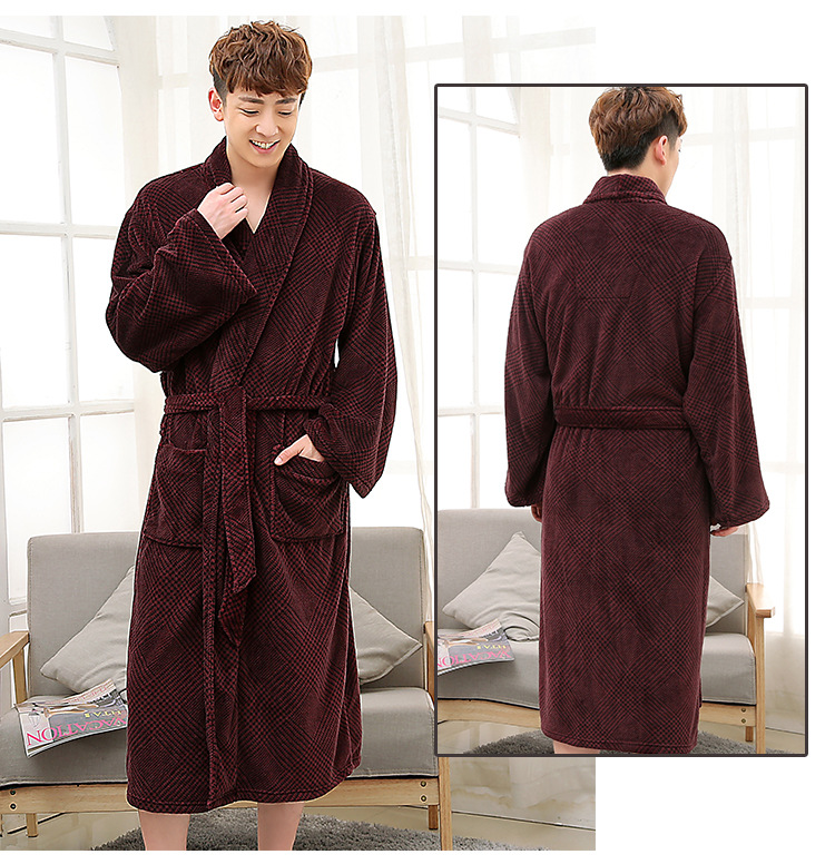 Mùa thu và mùa đông áo choàng tắm dài cộng với phân bón XL đàn ông và phụ nữ áo ngủ flannel đồ ngủ người béo dịch vụ nhà áo choàng tắm váy ngủ nữ