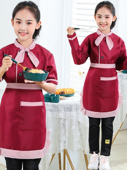 儿童厨师表演服男女童服务员演出服幼儿活动cosplay服装包邮时尚