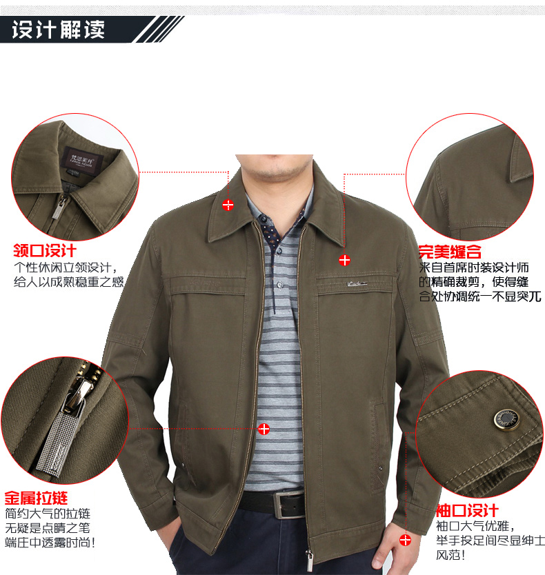 Áo khoác bố trung niên và tuổi xuân thu đông 40-50 tuổi Đàn ông trung niên gầy áo cotton dày áo jacket nam