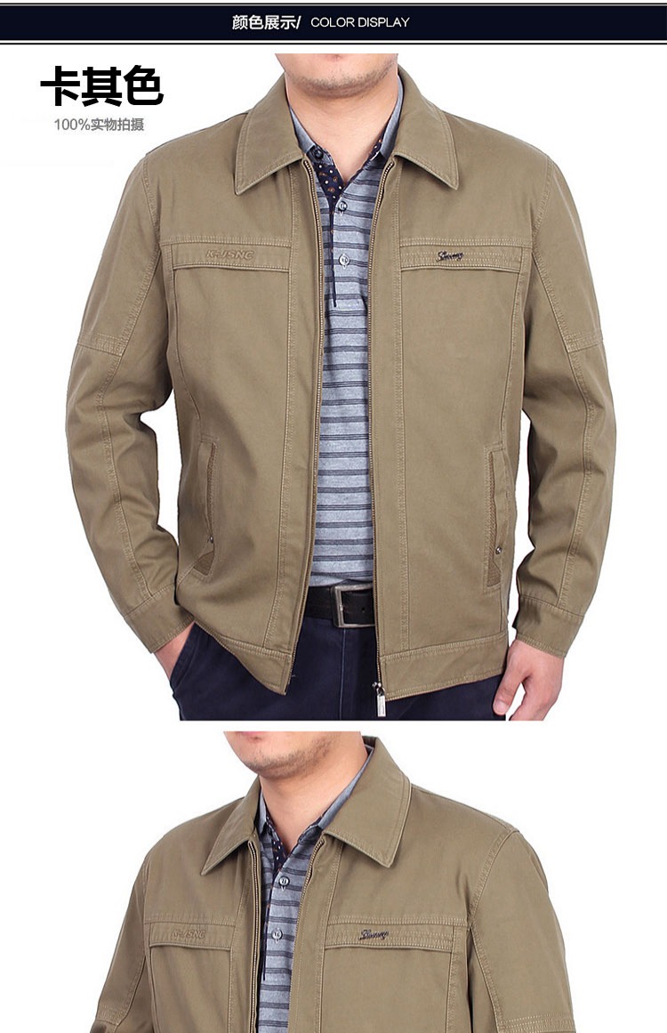 Áo khoác bố trung niên và tuổi xuân thu đông 40-50 tuổi Đàn ông trung niên gầy áo cotton dày áo jacket nam