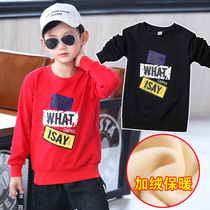 Boy necropolis plus velvet 2019 new long sleeves warm autumn and winter clothing children blouses thick and large children beating undershirt tide