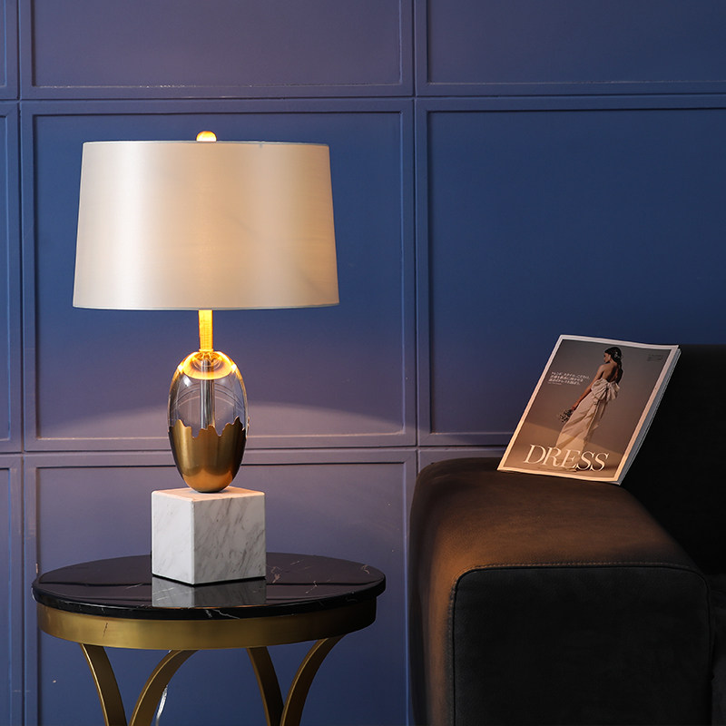 Postmodern minimalist boilerplate design crystal marble table lamp Living room Book room Bedroom bedside American table lamp light and luxurious
