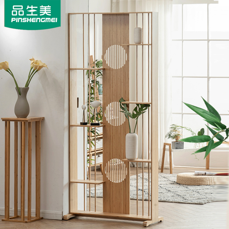 Japanese partition screen cabinet Living room door entrance entrance cabinet Foyer cabinet Decorative Feng Shui bamboo partition shelf