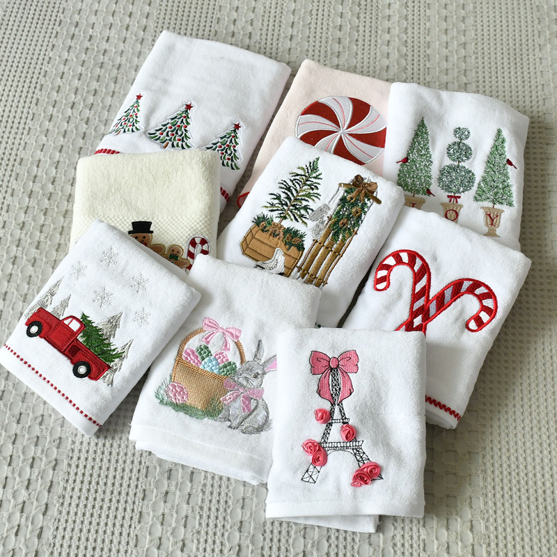 Original Export Surplus Large Size Super Quality European and American Christmas Embroidered Pure Cotton Towels for Home Use, Absorbent Hand and Face Towels Original Export Surplus Large Size Super Quality European and American Christmas Embroidered Pure Cotton Towels for Home Use, Absorbent Hand and Face Towels