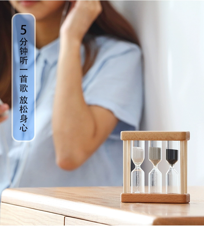 Mini chống rơi trẻ em bằng gỗ chải đồng hồ bấm giờ 1/3/5 ba phút thời gian sáng tạo quà tặng đồ trang trí nhỏ trang trí phòng khách