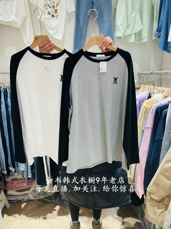 South Korea East Gate Spot 2022 Spring New Diana Trend Cartoon Pattern Round Collar T-shirt 18e