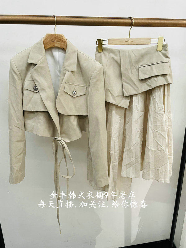 South Korea Import Spot 2022 Spring paragraph New JS NEW YORK STRAP JACKET Jacket Half Body Dress Fashion Suit 15X