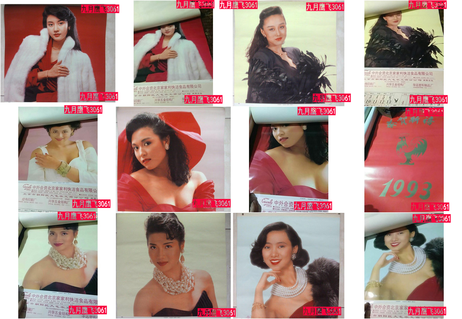 1993 Calendar Hong Kong and Taiwan Star Weng Hong Li Zhi Li Jiaxin Zhang Fengni Li Meifeng Le Bei 7 Zhang Quan