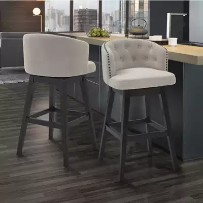 Solid wood bar chair light luxury bar chair bar stool cloth rotating bar chair high chair home bar stool dining chair bar chair