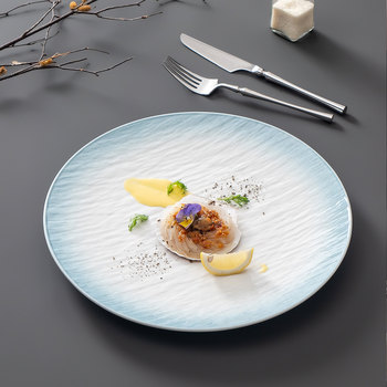 Ceramic plates for home use premium hotel stone pattern shallow plates