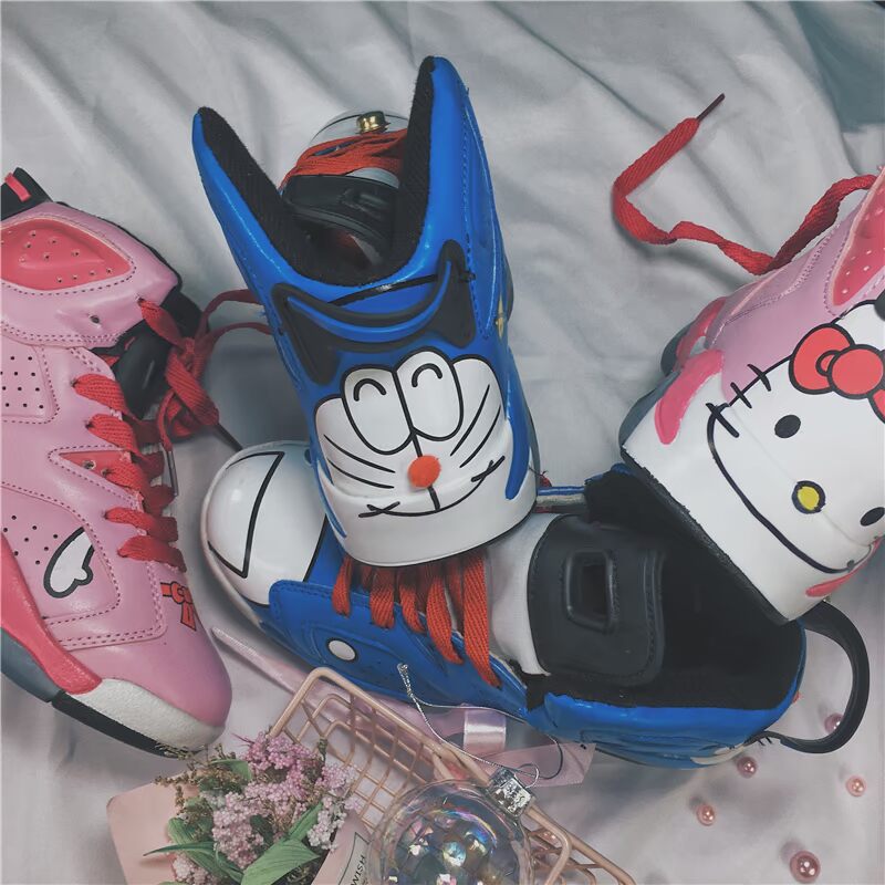 Mùa đông 2018 mới sinh viên Harajuku INS jingle mèo mềm em gái bột anh đào kitty cao giúp aj giày thể thao nữ giày thể thao nữ cao cổ màu đen