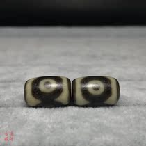 Tibet Tianzhu Lotus three-eyed pair of natural old mine agate genuine weathered in place Buddha beads handstring accessories