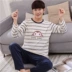 Bộ đồ ngủ nam mùa thu 2018 mới cotton dài tay mùa thu và mẫu mùa đông quần áo ngủ nam Nam giới