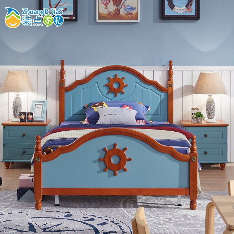 Children's bed Mediterranean 1 2 Single bed Children's bed 1 5 m Boys and girls American Country Suite Bedroom Furniture